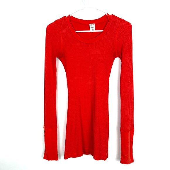 Free People Tops - FREE PEOPLE long sleeve thermal shirt, Orange, long sleeves, size Medium, casual